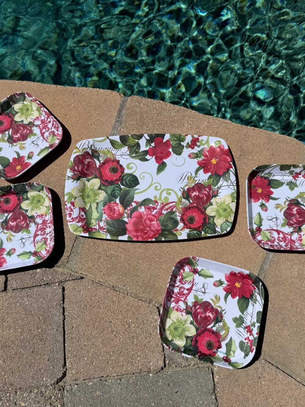 Floral Serving Platter and Plates Set
